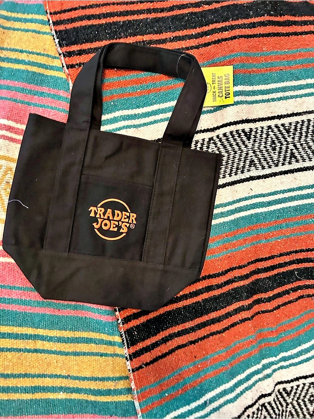 Trader Joe's Trick-or-Treat Canvas Tote Bag Black NWT
